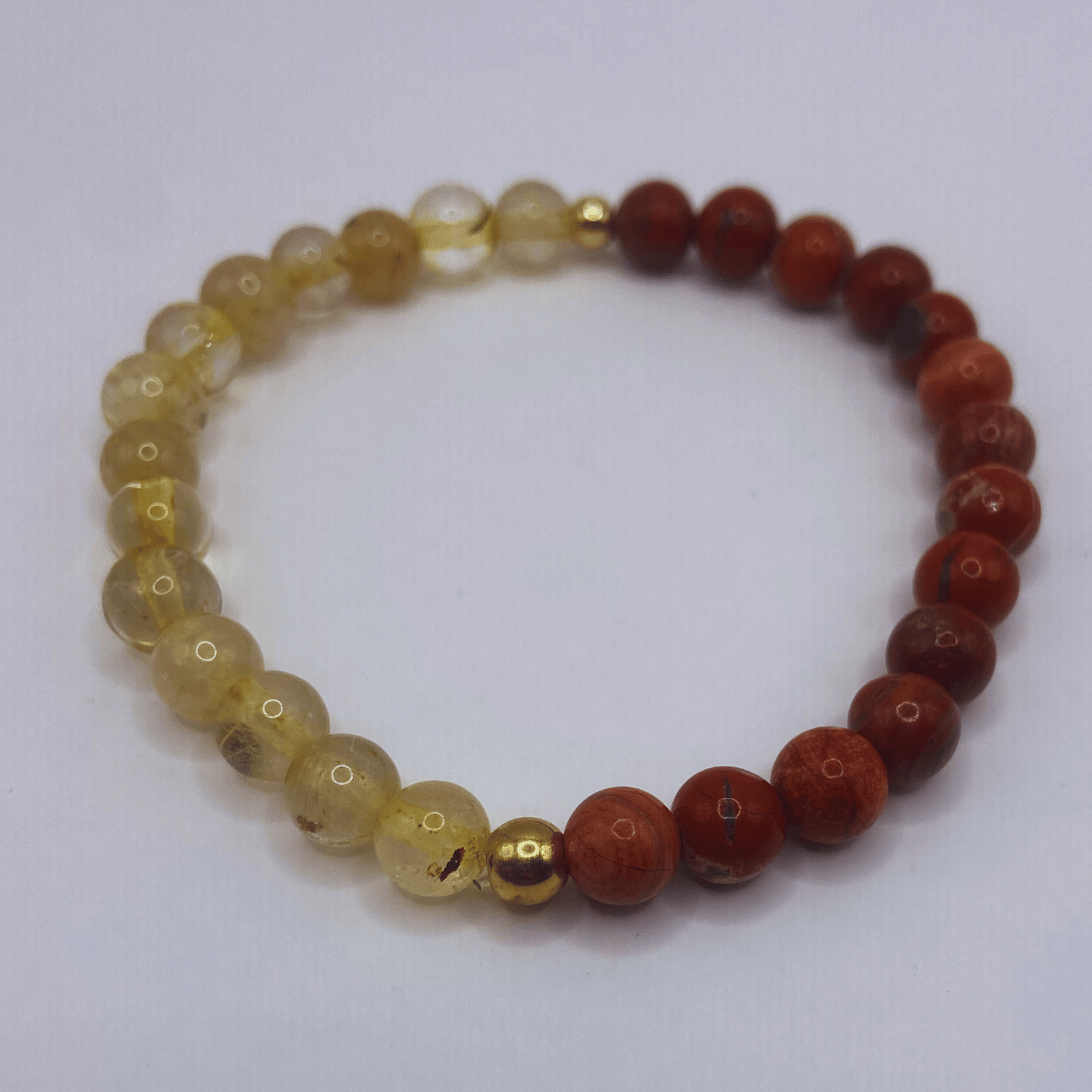 Bracelet Quartz Rutile et Jaspe Rouge