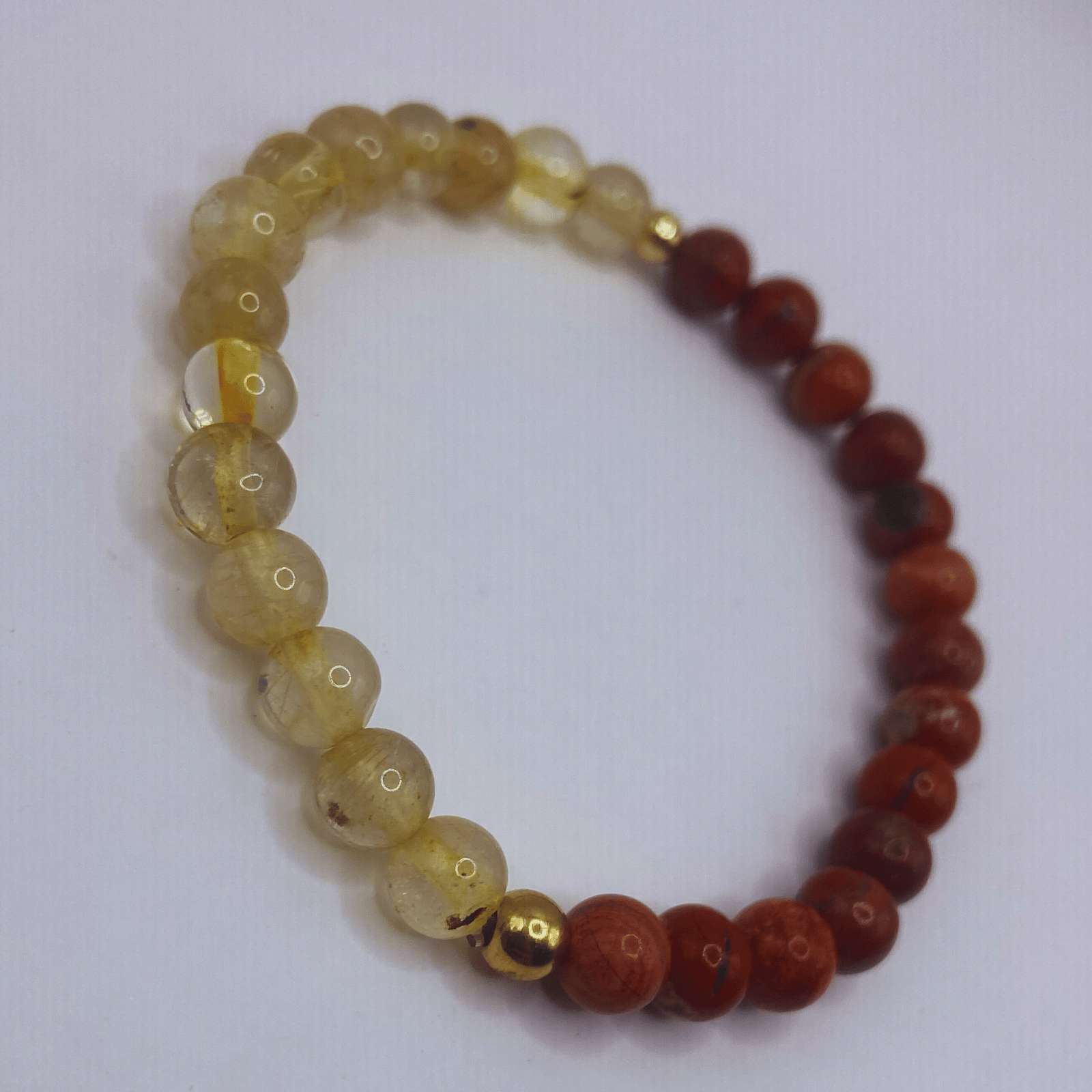 Bracelet Quartz Rutile et Jaspe Rouge