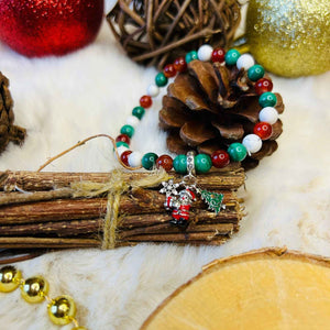 Bracelet en Malachite, Howlite et Agate Rouge