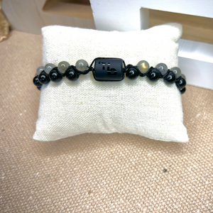 Bracelet Labradorite 5A et Onyx