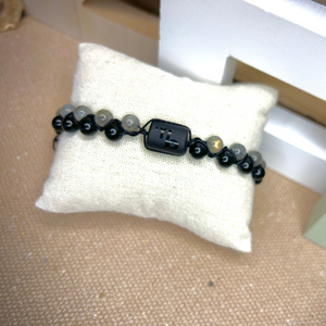 Bracelet Labradorite 5A et Onyx