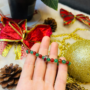 Bracelet en Quartz vert et Agate rouge