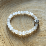 Bracelet en Sélénite avec Breloque "Grandma" en Argent