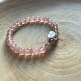 Bracelet en Quartz Fraise avec Breloque "Sister" en Argent