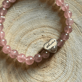 Bracelet en Quartz Fraise avec Breloque "Sister" en Argent