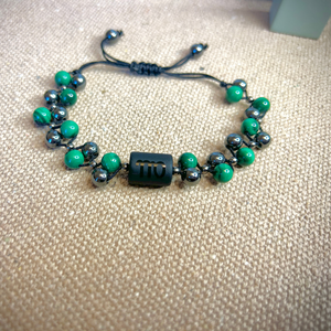 Bracelet Malachite naturelle et Hématite