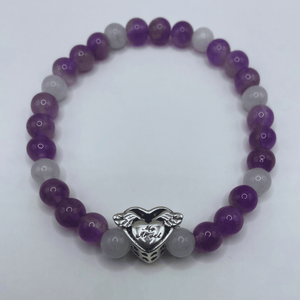 Bracelet Améthyste/Jade "Maman tu es mon ange"